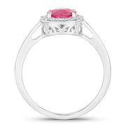 Bids.com 1.83 Carat Genuine Ruby and White Diamond 14K White Gold Ring Rings