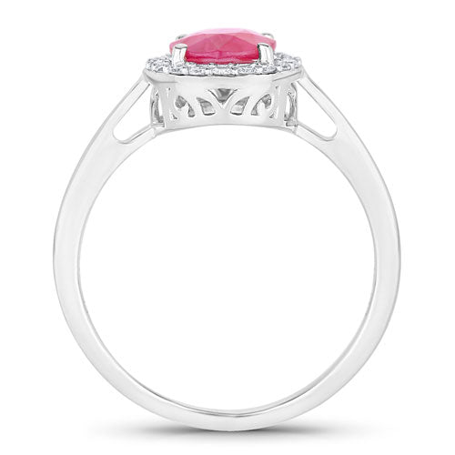Bids.com 1.83 Carat Genuine Ruby and White Diamond 14K White Gold Ring Rings