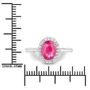 Bids.com 1.83 Carat Genuine Ruby and White Diamond 14K White Gold Ring Rings