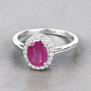 Bids.com 1.83 Carat Genuine Ruby and White Diamond 14K White Gold Ring Rings
