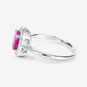 Bids.com 1.83 Carat Genuine Ruby and White Diamond 14K White Gold Ring Rings