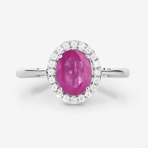 Bids.com 1.83 Carat Genuine Ruby and White Diamond 14K White Gold Ring Rings