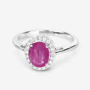 Bids.com 1.83 Carat Genuine Ruby and White Diamond 14K White Gold Ring Rings