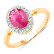 Bids.com 1.83 Carat Genuine Ruby and White Diamond 14K Yellow Gold Ring Rings