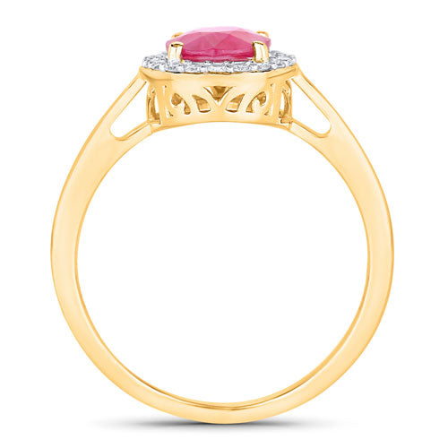 Bids.com 1.83 Carat Genuine Ruby and White Diamond 14K Yellow Gold Ring Rings