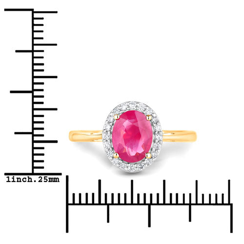Bids.com 1.83 Carat Genuine Ruby and White Diamond 14K Yellow Gold Ring Rings
