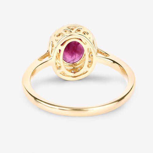 Bids.com 1.83 Carat Genuine Ruby and White Diamond 14K Yellow Gold Ring Rings