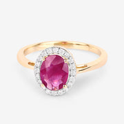 Bids.com 1.83 Carat Genuine Ruby and White Diamond 14K Yellow Gold Ring Rings