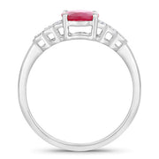 Bids.com 1.52 Carat Genuine Ruby and White Diamond 14K White Gold Ring Rings