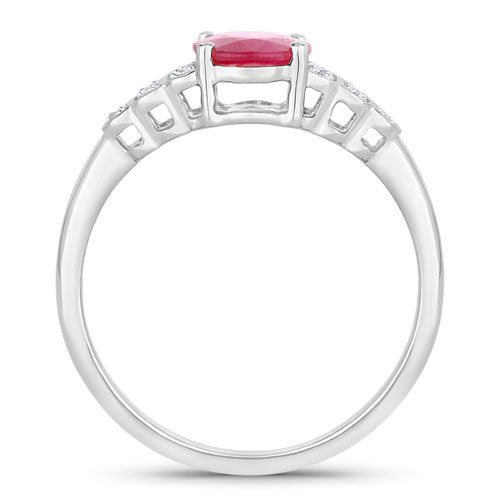 Bids.com 1.52 Carat Genuine Ruby and White Diamond 14K White Gold Ring Rings