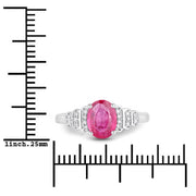 Bids.com 1.52 Carat Genuine Ruby and White Diamond 14K White Gold Ring Rings