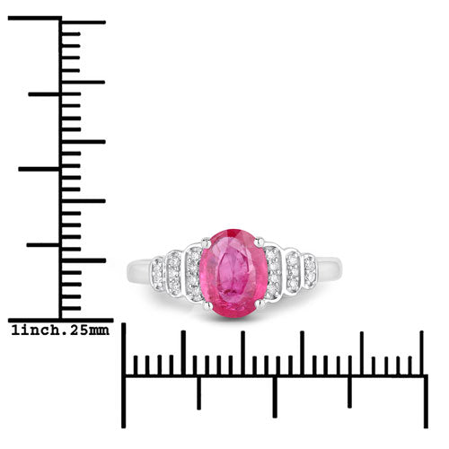 Bids.com 1.52 Carat Genuine Ruby and White Diamond 14K White Gold Ring Rings