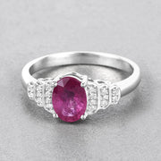 Bids.com 1.52 Carat Genuine Ruby and White Diamond 14K White Gold Ring Rings