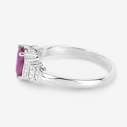 Bids.com 1.52 Carat Genuine Ruby and White Diamond 14K White Gold Ring Rings