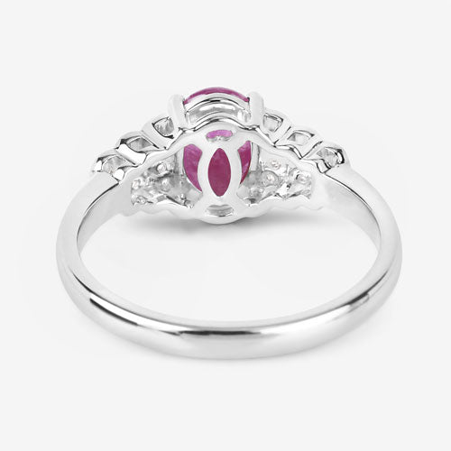 Bids.com 1.52 Carat Genuine Ruby and White Diamond 14K White Gold Ring Rings