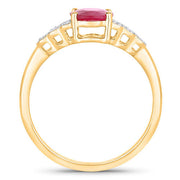 Bids.com 1.52 Carat Genuine Ruby and White Diamond 14K Yellow Gold Ring Rings