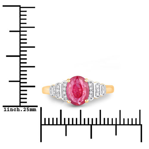 Bids.com 1.52 Carat Genuine Ruby and White Diamond 14K Yellow Gold Ring Rings