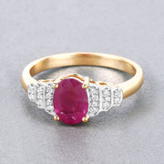 Bids.com 1.52 Carat Genuine Ruby and White Diamond 14K Yellow Gold Ring Rings