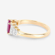 Bids.com 1.52 Carat Genuine Ruby and White Diamond 14K Yellow Gold Ring Rings