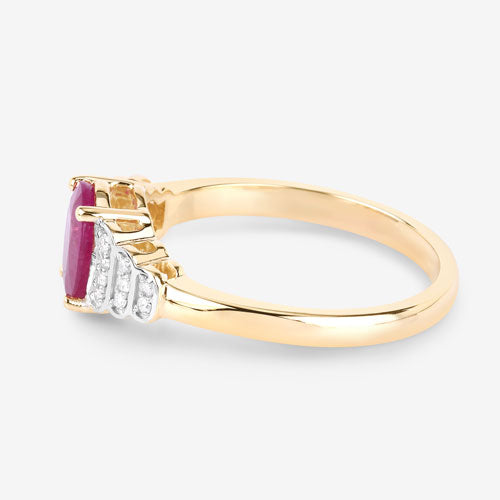 Bids.com 1.52 Carat Genuine Ruby and White Diamond 14K Yellow Gold Ring Rings