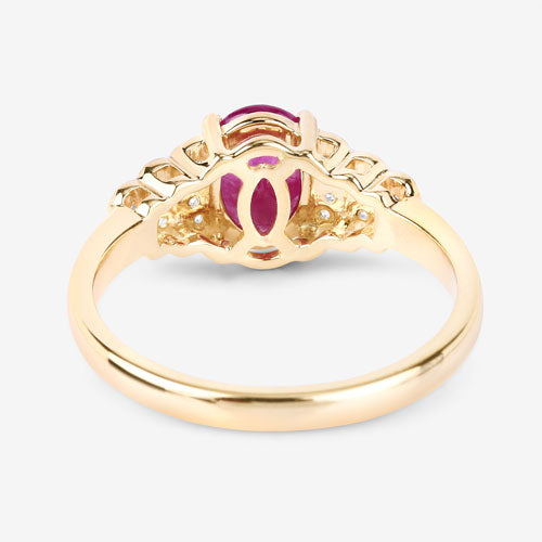 Bids.com 1.52 Carat Genuine Ruby and White Diamond 14K Yellow Gold Ring Rings
