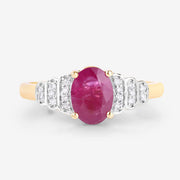 Bids.com 1.52 Carat Genuine Ruby and White Diamond 14K Yellow Gold Ring Rings