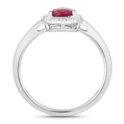 Bids.com 1.02 Carat Genuine Ruby and White Diamond 14K White Gold Ring Rings