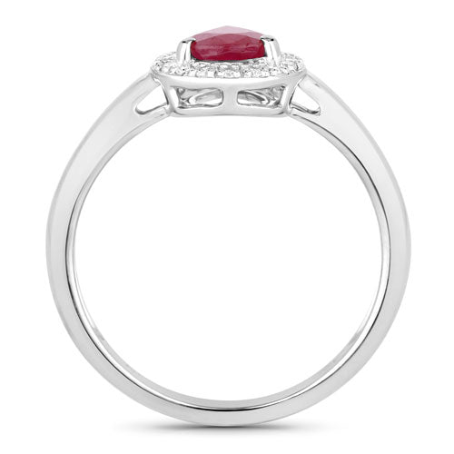 Bids.com 1.02 Carat Genuine Ruby and White Diamond 14K White Gold Ring Rings