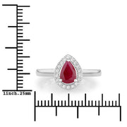 Bids.com 1.02 Carat Genuine Ruby and White Diamond 14K White Gold Ring Rings