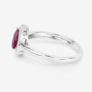 Bids.com 1.02 Carat Genuine Ruby and White Diamond 14K White Gold Ring Rings