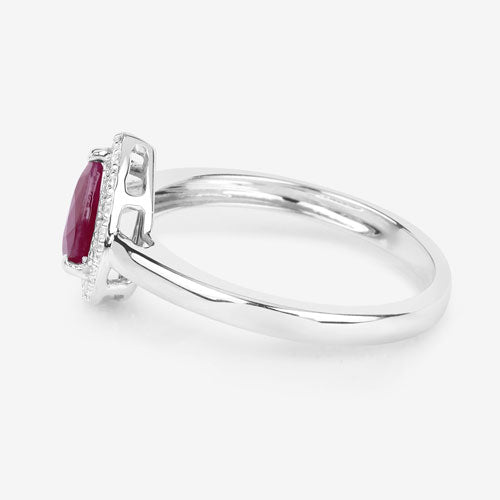 Bids.com 1.02 Carat Genuine Ruby and White Diamond 14K White Gold Ring Rings