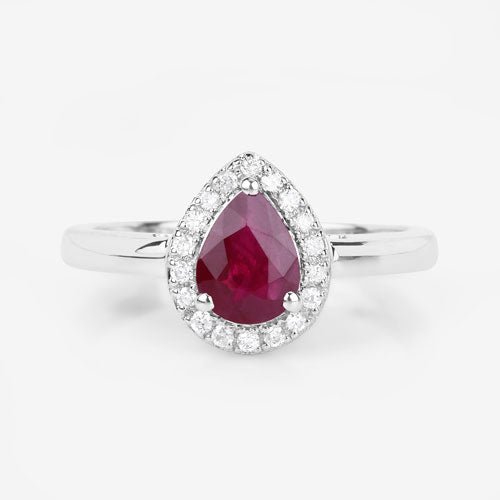 Bids.com 1.02 Carat Genuine Ruby and White Diamond 14K White Gold Ring Rings