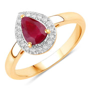 Bids.com 1.02 Carat Genuine Ruby and White Diamond 14K Yellow Gold Ring Rings