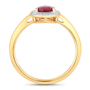 Bids.com 1.02 Carat Genuine Ruby and White Diamond 14K Yellow Gold Ring Rings