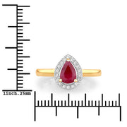 Bids.com 1.02 Carat Genuine Ruby and White Diamond 14K Yellow Gold Ring Rings