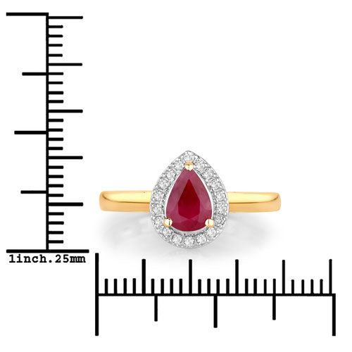 Bids.com 1.02 Carat Genuine Ruby and White Diamond 14K Yellow Gold Ring Rings