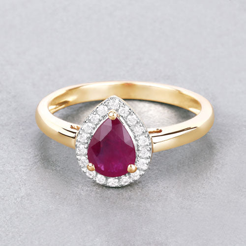 Bids.com 1.02 Carat Genuine Ruby and White Diamond 14K Yellow Gold Ring Rings