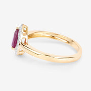 Bids.com 1.02 Carat Genuine Ruby and White Diamond 14K Yellow Gold Ring Rings