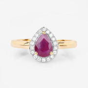 Bids.com 1.02 Carat Genuine Ruby and White Diamond 14K Yellow Gold Ring Rings