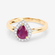 Bids.com 1.02 Carat Genuine Ruby and White Diamond 14K Yellow Gold Ring Rings