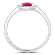 Bids.com 0.94 Carat Genuine Ruby and White Diamond 14K White Gold Ring Rings