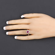 Bids.com 0.94 Carat Genuine Ruby and White Diamond 14K White Gold Ring Rings