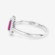 Bids.com 0.94 Carat Genuine Ruby and White Diamond 14K White Gold Ring Rings