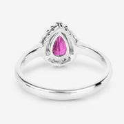 Bids.com 0.94 Carat Genuine Ruby and White Diamond 14K White Gold Ring Rings