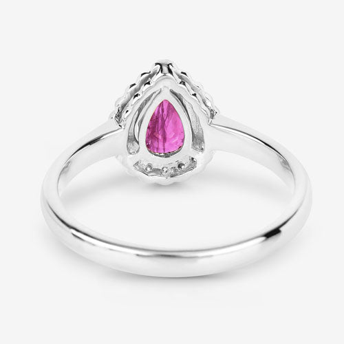 Bids.com 0.94 Carat Genuine Ruby and White Diamond 14K White Gold Ring Rings