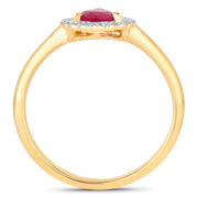 Bids.com 0.94 Carat Genuine Ruby and White Diamond 14K Yellow Gold Ring Rings