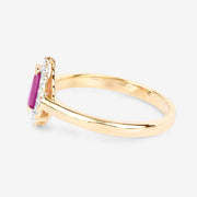 Bids.com 0.94 Carat Genuine Ruby and White Diamond 14K Yellow Gold Ring Rings