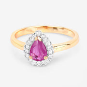 Bids.com 0.94 Carat Genuine Ruby and White Diamond 14K Yellow Gold Ring Rings