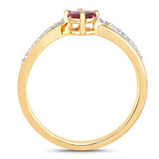 Bids.com 0.52 Carat Genuine Ruby and White Diamond 14K Yellow Gold Ring Rings