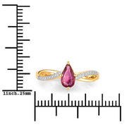 Bids.com 0.52 Carat Genuine Ruby and White Diamond 14K Yellow Gold Ring Rings